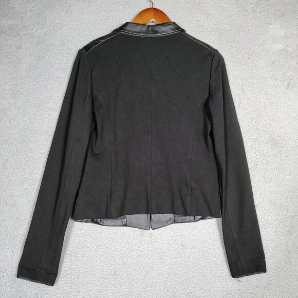 Hugo Boss Jacket Women 6 Black 100% Lamb Leather Front One-Button Preppy Biker - Picture 2 of 16